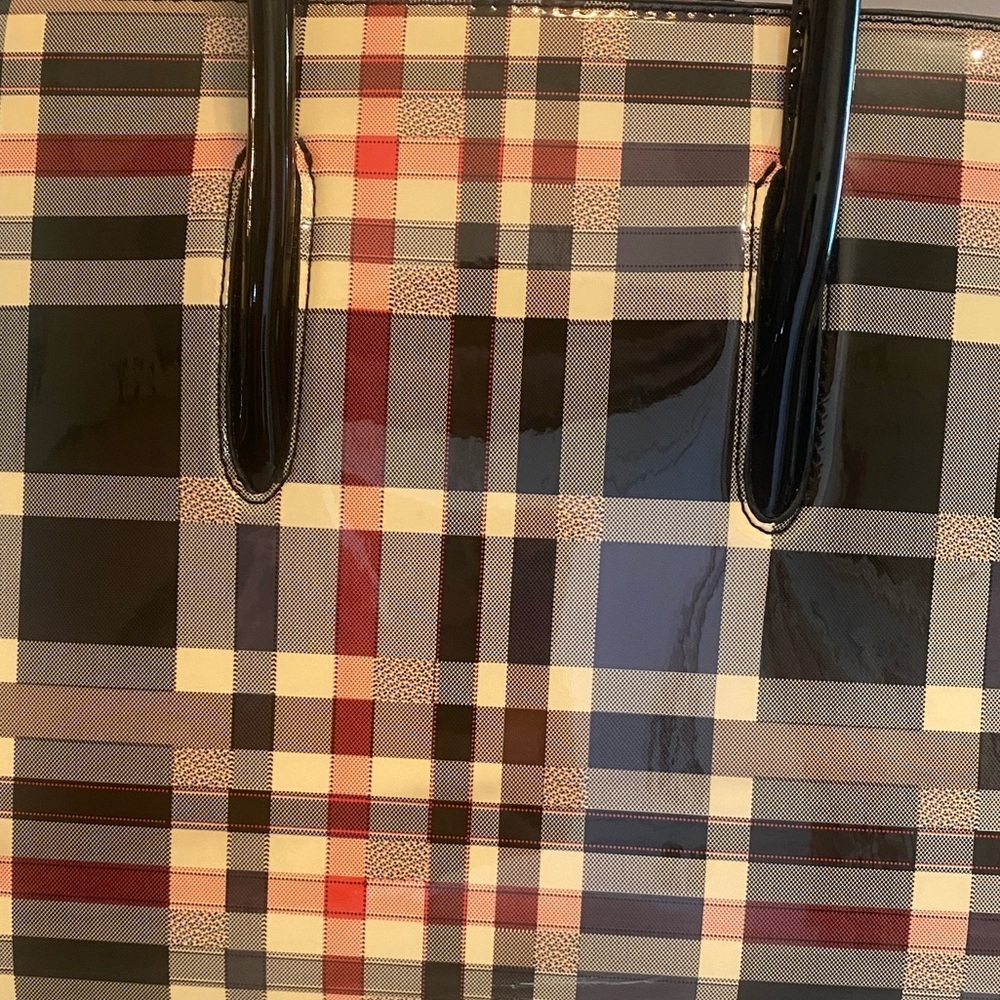Black Patent Leather Basket Weave‎ Check Satchel / Tote Bag - Picture 6 of 6